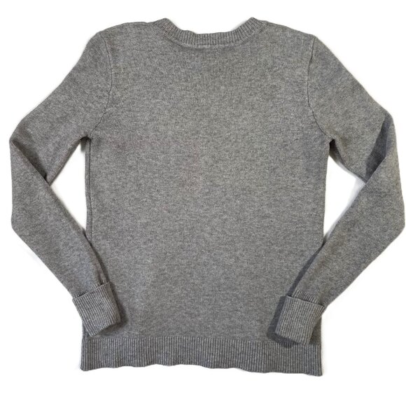 Pink Clover Size L Carson Crewneck Sweater Gray Cuffed Long Sleeves Buttons - Picture 6 of 13